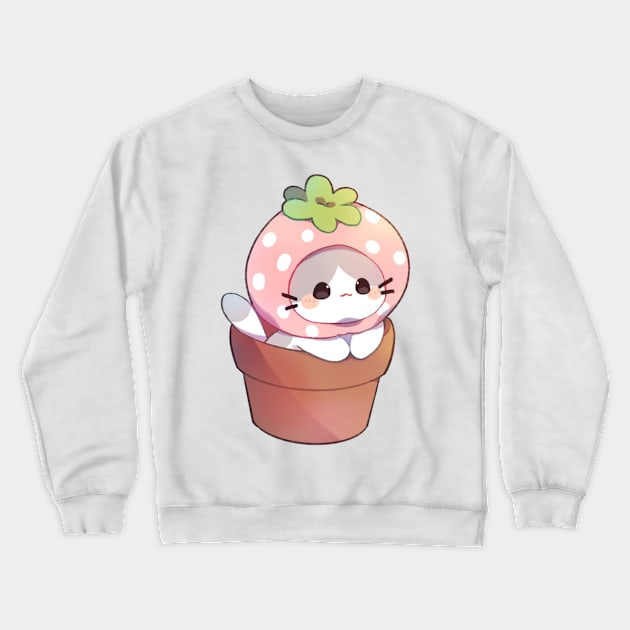 Strawberry Kitty Crewneck Sweatshirt by Cremechii